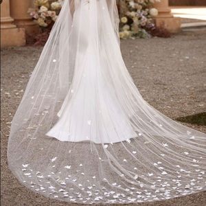 Milla Nova Tulle Cathedral Veil with floral appliqué